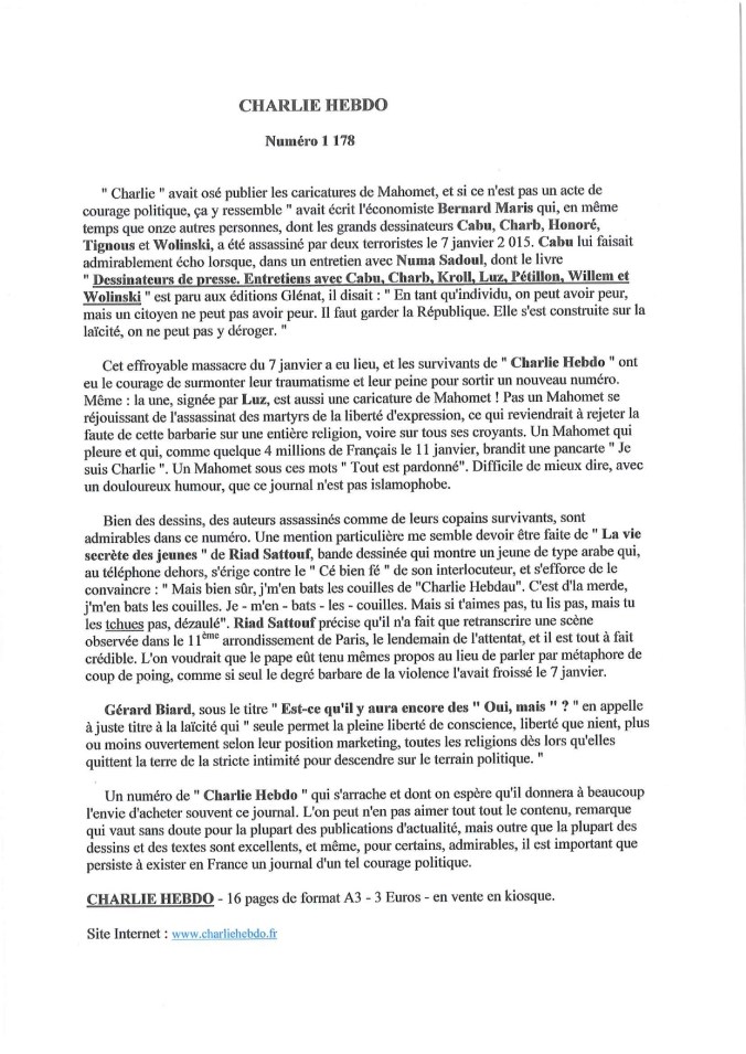 Charlie Hebdo - Béatrice Gaudy